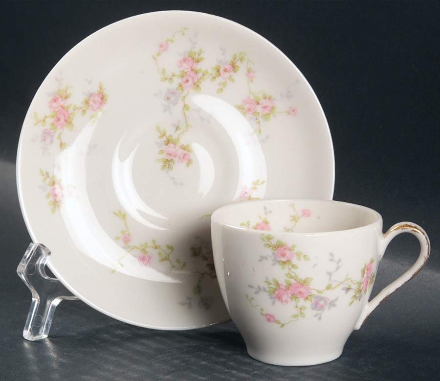 Pink Spray Flat Demitasse Cup & Saucer Set by Haviland-1