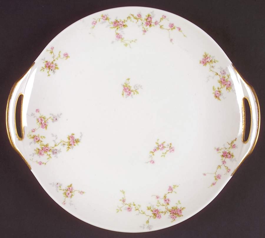 Pink Spray Handled Cake Plate by Haviland-1