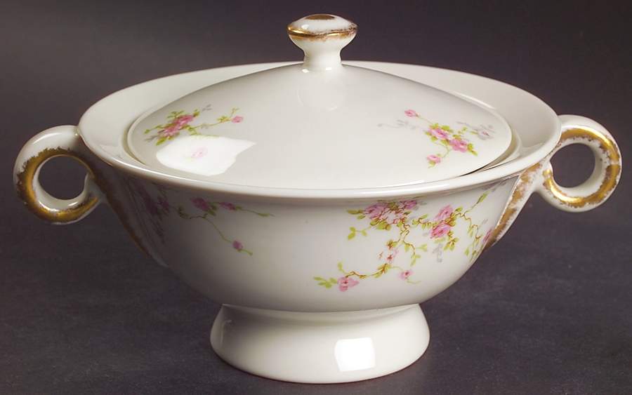 Pink Spray Sugar Bowl & Lid by Haviland-1
