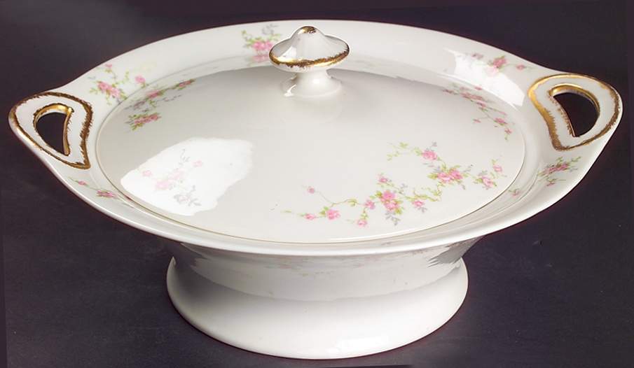 Pink Spray Round Covered Vegetable by Haviland-1