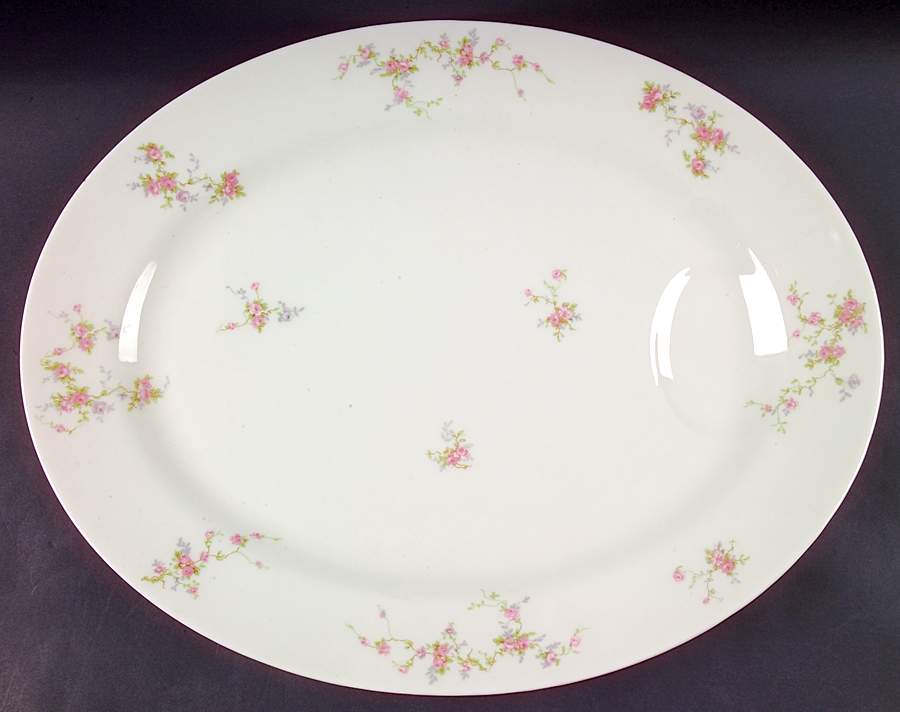 Pink Spray 16" Oval Serving Platter by Haviland-1