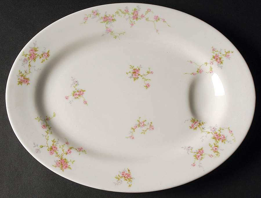 Pink Spray 11" Oval Serving Platter by Haviland-1