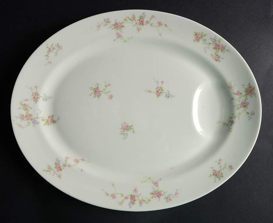 Pink Spray 14" Oval Serving Platter by Haviland-1