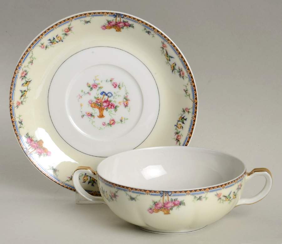 Plaza Flat Cream Soup Bowl & Saucer Set by Haviland-1