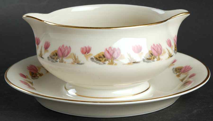 Pond Lily Gravy Boat with Attached Underplate by Haviland-1