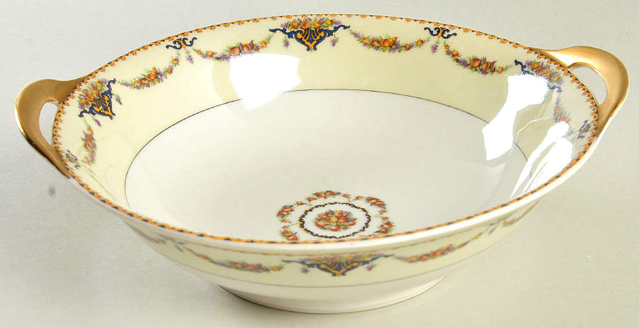 Pomona Cream (Black Verge) 9" Round Vegetable Bowl by Haviland-1
