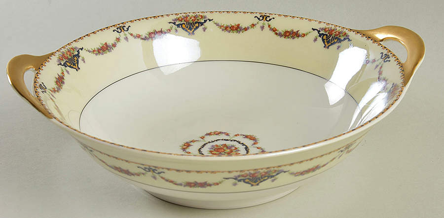Pomona Cream (Black Verge) 10" Round Vegetable Bowl by Haviland-1
