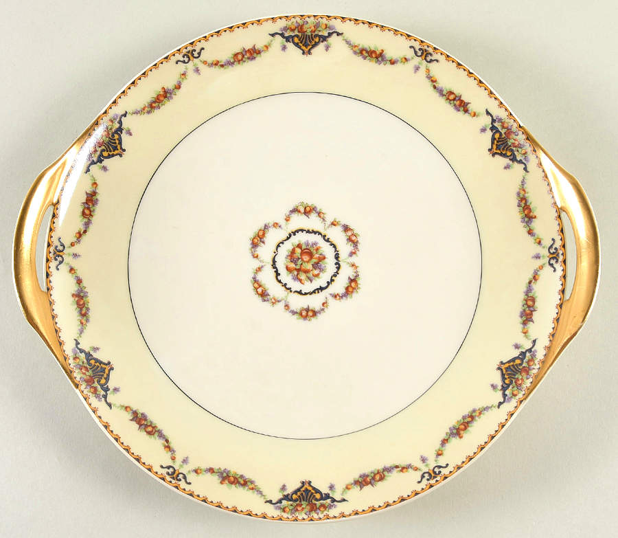 Pomona Cream (Black Verge) Handled Cake Plate by Haviland-1