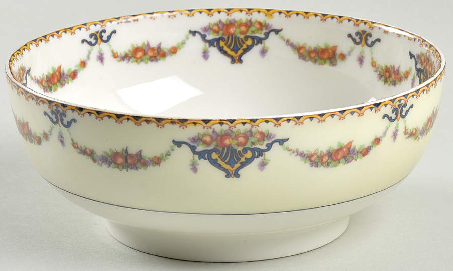 Pomona Cream (Black Verge) Cranberry Bowl by Haviland-1