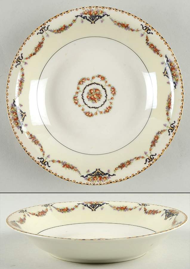 Pomona Cream (Black Verge) Coupe Soup Bowl by Haviland-1