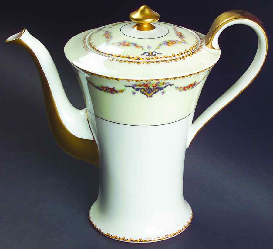 Pomona Cream (Black Verge) Coffee Pot & Lid by Haviland-1