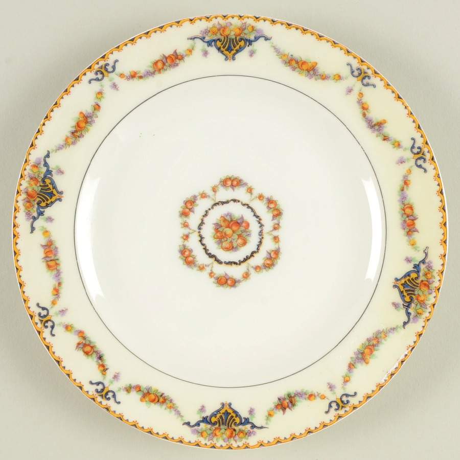 Pomona Cream (Black Verge) Salad Plate by Haviland-1