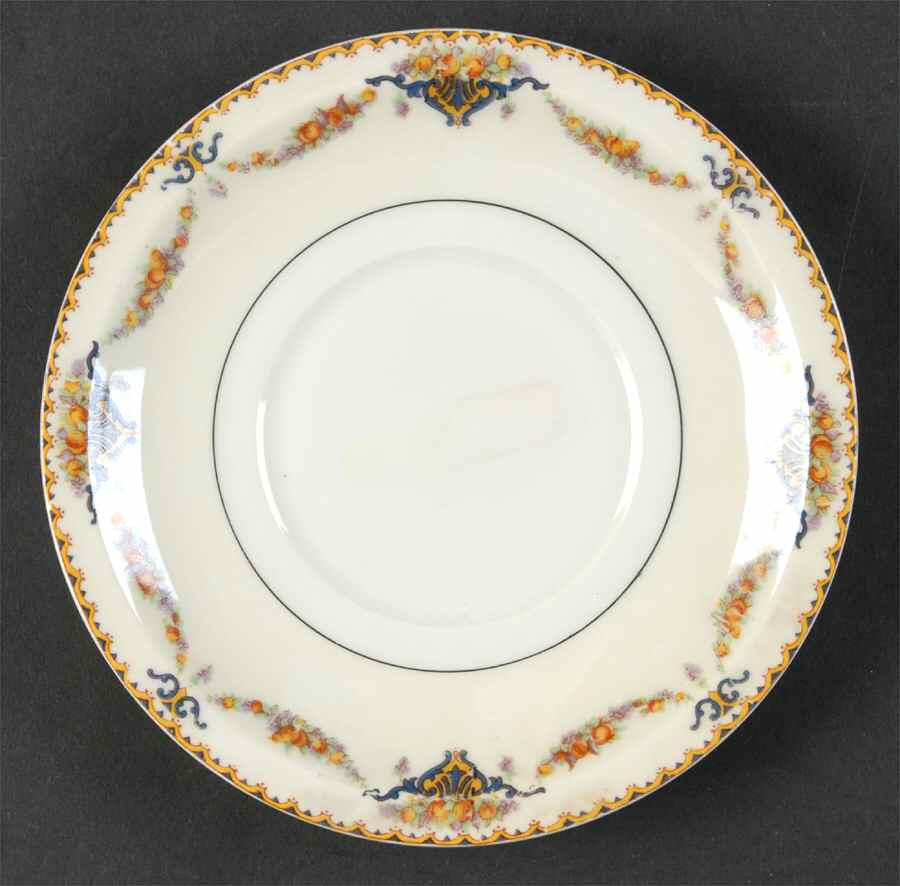 Pomona Cream (Black Verge) Underplate for Sauce Boat by Haviland-1