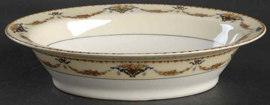 Pomona Cream (Black Verge) 9" Oval Vegetable Bowl by Haviland-1