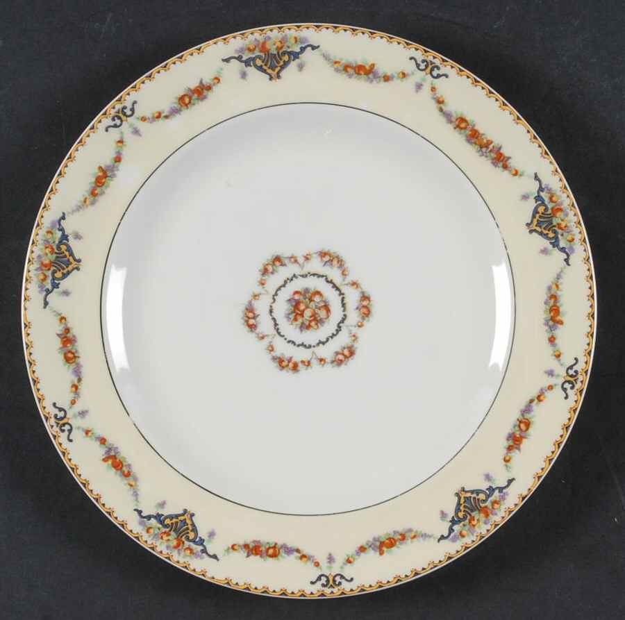 Pomona Cream (Black Verge) Luncheon Plate by Haviland-1