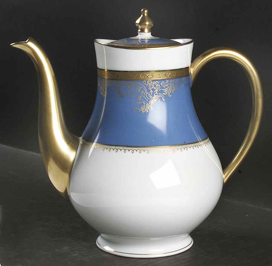 Pompadour Bleu (Powder Blue) Coffee Pot & Lid by Haviland-1