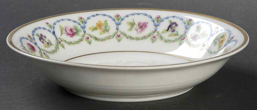 Pompadour Blue and Green (Gold Trim) Fruit/Dessert (Sauce) Bowl by Haviland-1