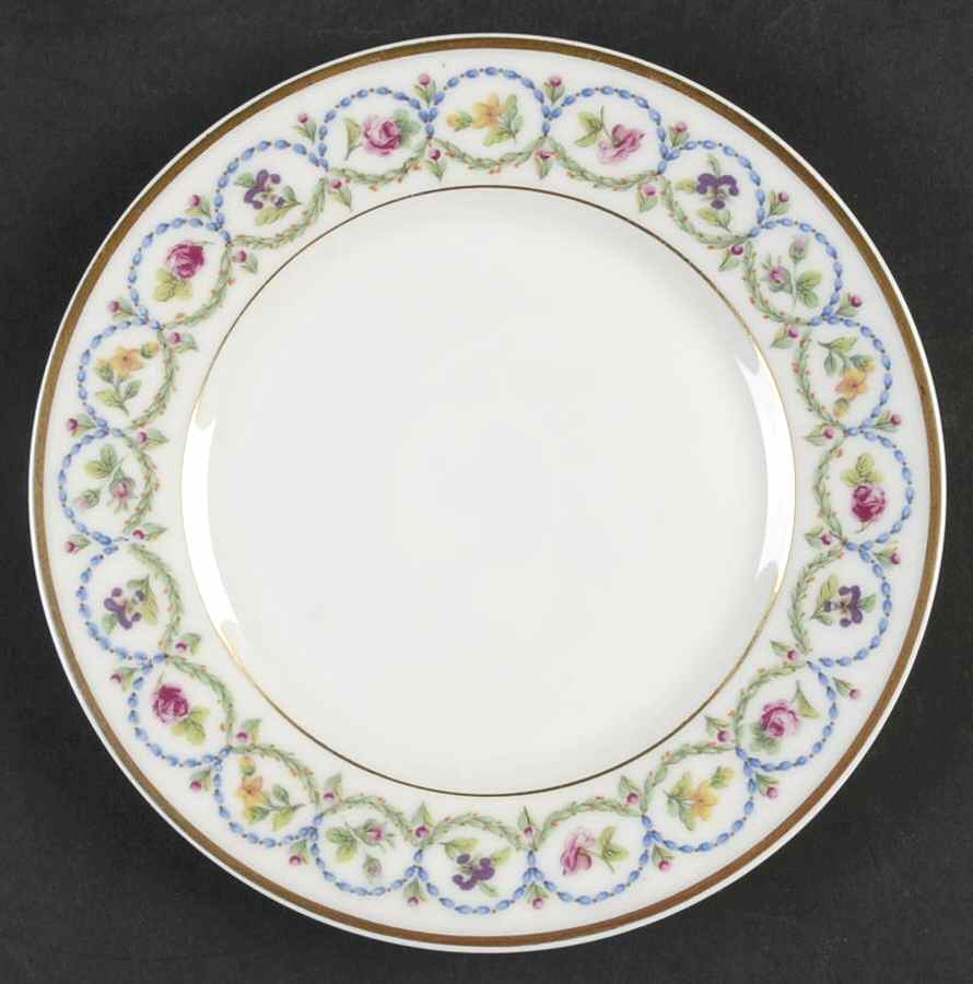 Pompadour Blue and Green (Gold Trim) Bread & Butter Plate by Haviland-1