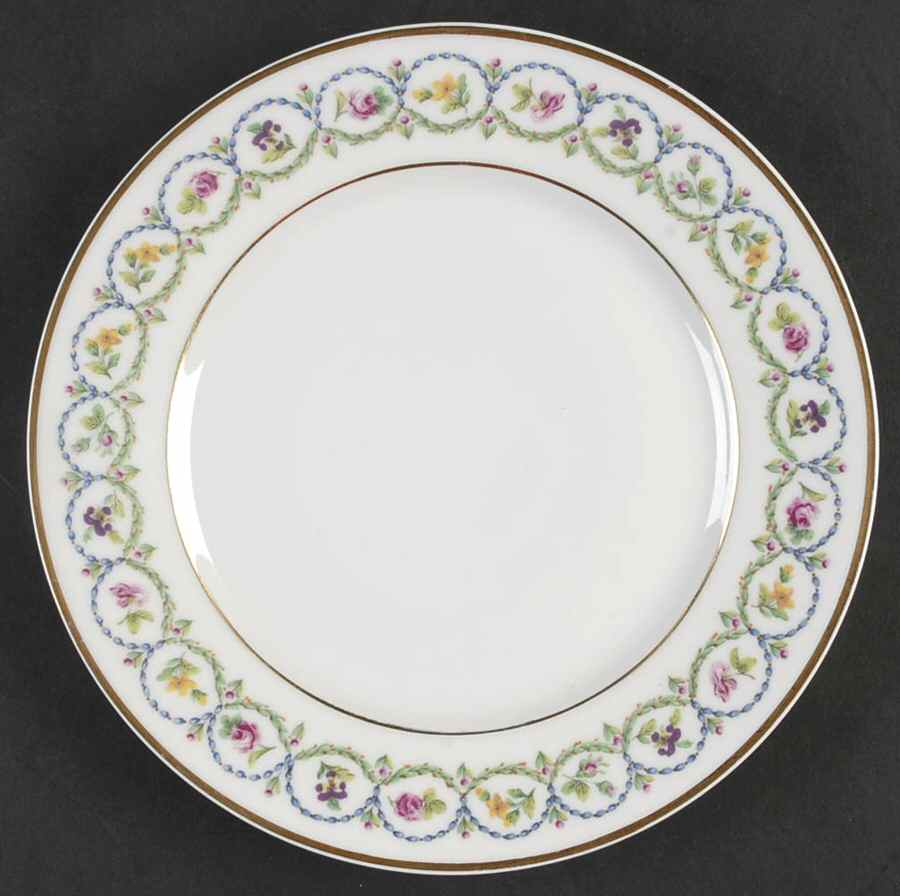 Pompadour Blue and Green (Gold Trim) Luncheon Plate by Haviland-1