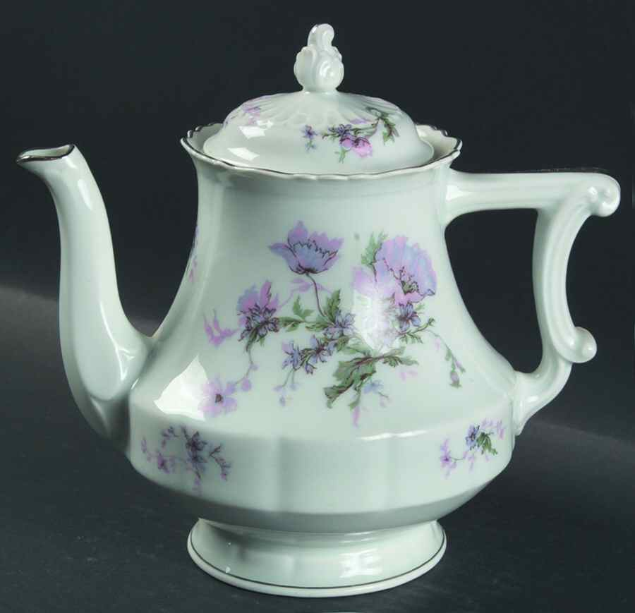 Pompadour Lavender Pink (Platinum Trim) Teapot & Lid by Haviland-1