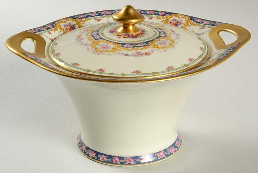 Pompadour (Yellow Scrolls) Sugar Bowl & Lid by Haviland-1