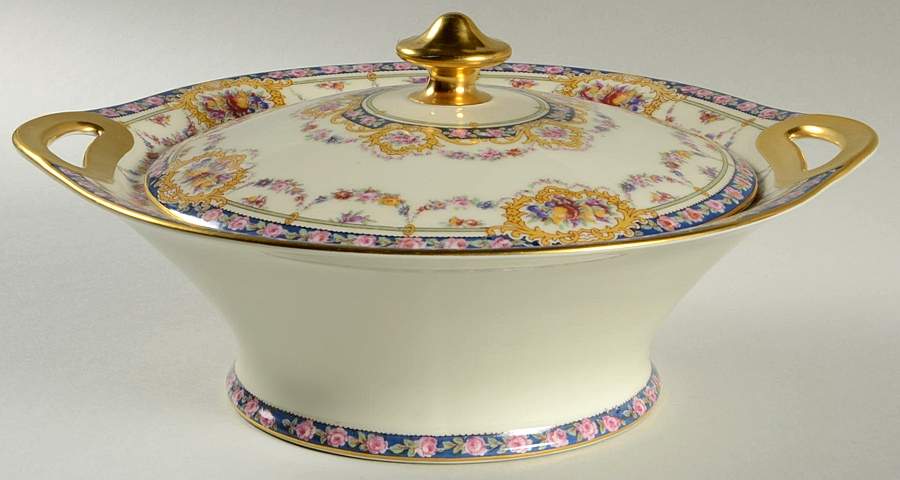 Pompadour (Yellow Scrolls) Round Covered Vegetable by Haviland-1