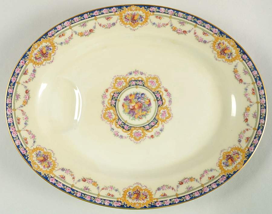 Pompadour (Yellow Scrolls) 14" Oval Serving Platter by Haviland-1