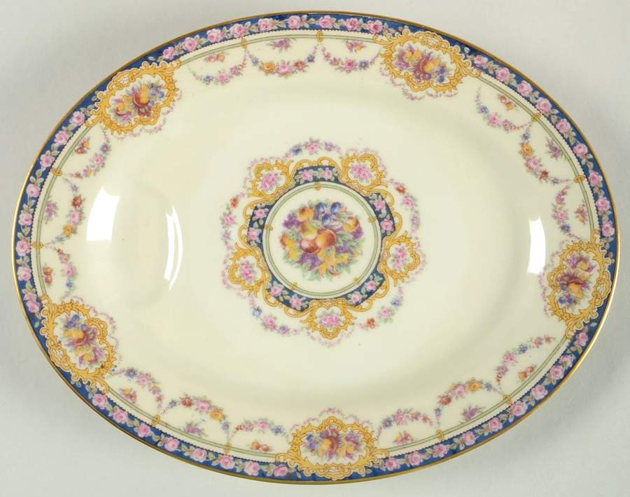 Pompadour (Yellow Scrolls) 11" Oval Serving Platter by Haviland-1