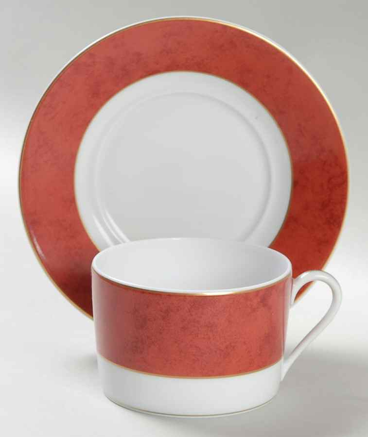 Pompei Rubis Flat Cup & Saucer Set by Haviland-1