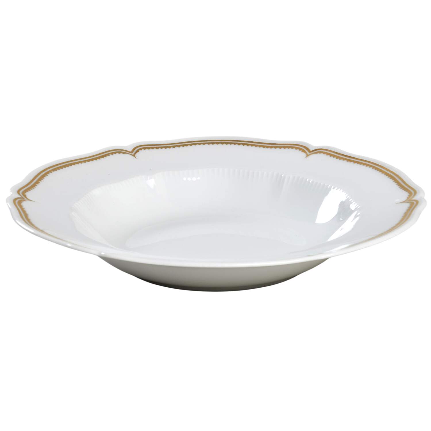 Pompadour White Gold Design (No Trim) Rim Soup Bowl by Haviland-1