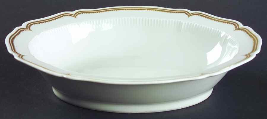 Pompadour White Gold Design (No Trim) 9" Oval Vegetable Bowl by Haviland-1