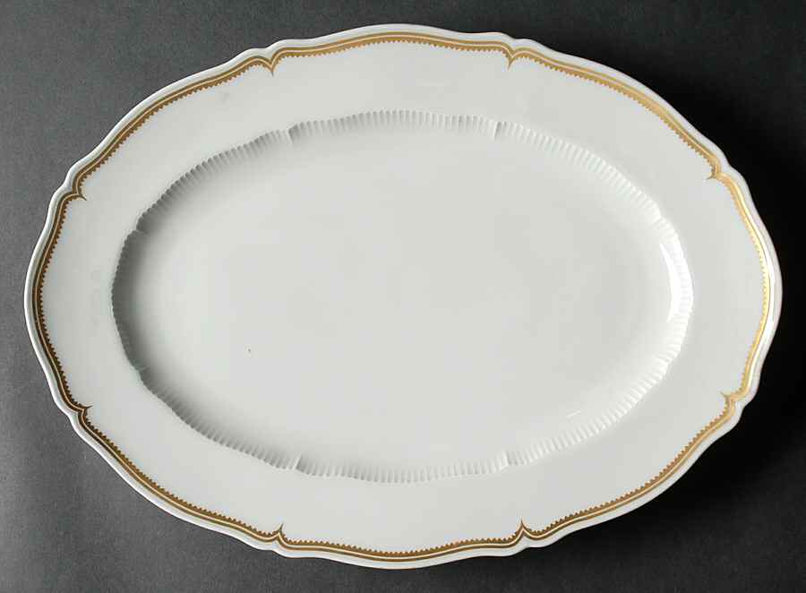 Pompadour White Gold Design (No Trim) 14" Oval Serving Platter by Haviland-1