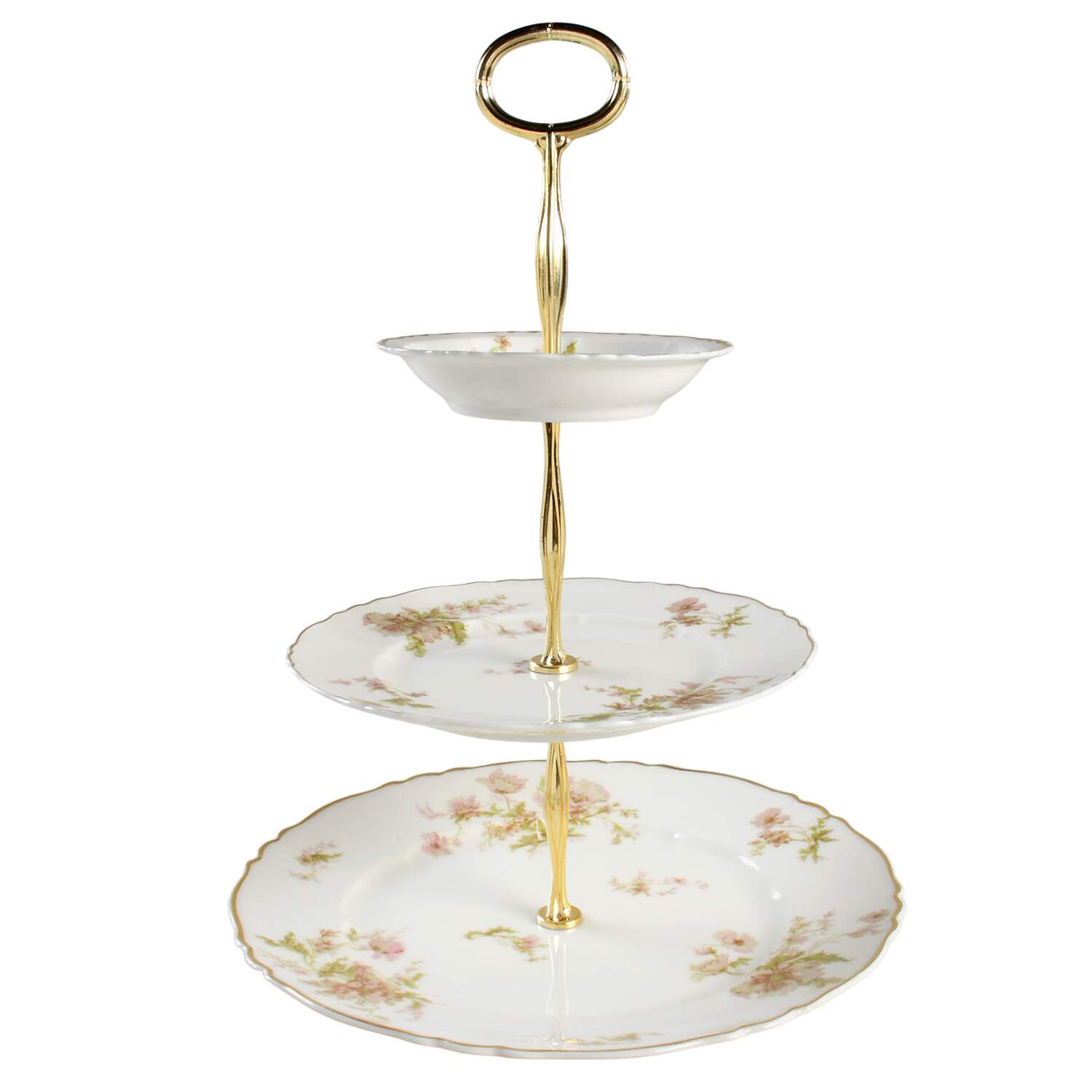 Poppy 11 1/4"  2 Tier Footed Serving Tray (DP,SP,FR) HC by Haviland-1