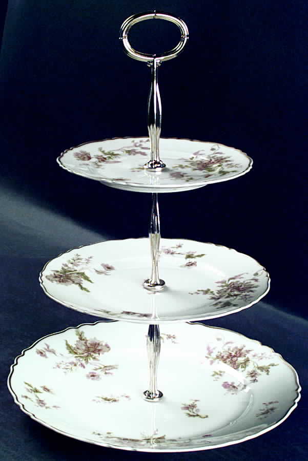 Poppy 13 7/8"-14 1/4" 3-Tiered Serving Tray(DP,SP,BB) HC by Haviland-1