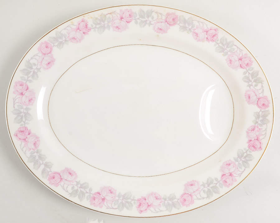 Priscilla Rose 14" Oval Serving Platter by Haviland-1