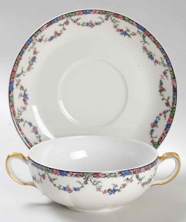 Puritan Flat Cream Soup Bowl & Saucer Set by Haviland-1