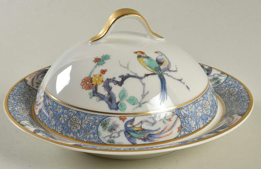 Rajah Round Covered Butter with Strainer by Haviland-1