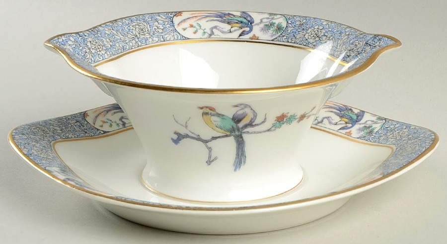 Rajah Gravy Boat with Attached Underplate by Haviland-1