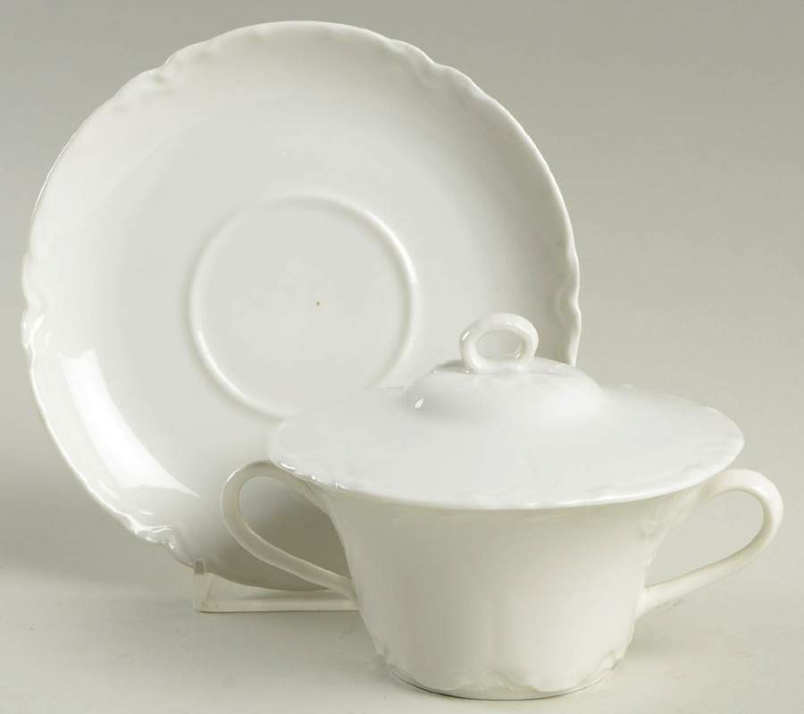 Ranson  Bouillon Soup & Saucer with Lid by Haviland-1
