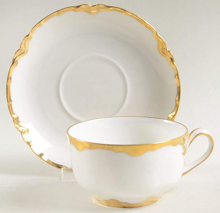Ranson (Gold Trim) Flat Cup & Saucer Set by Haviland-1
