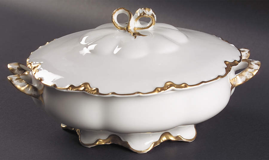 Ranson (Gold Trim) Round Covered Vegetable by Haviland-1
