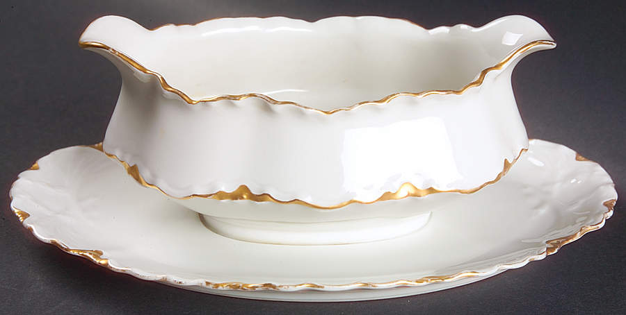 Ranson (Gold Trim) Gravy Boat with Attached Underplate by Haviland-1