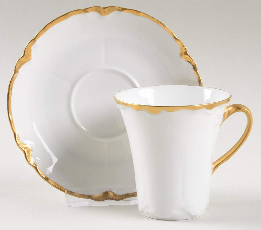 Ranson (Gold Trim) Chocolate Cup & Saucer Set by Haviland-1