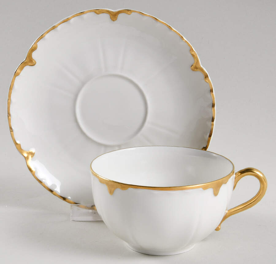 Ranson (Gold Trim) Flat Cup & Saucer Set by Haviland-1