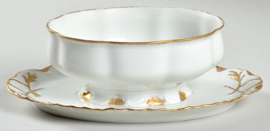 Ranson (Gold Trim) Gravy Boat w/Attached Underplate No Lid by Haviland-1
