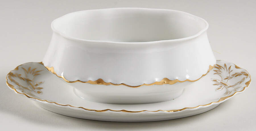 Ranson (Gold Trim) Gravy Boat w/Attached Underplate No Lid by Haviland-1