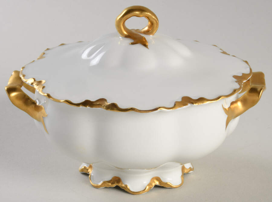 Ranson (Gold Trim) Covered Soup Bowl by Haviland-1