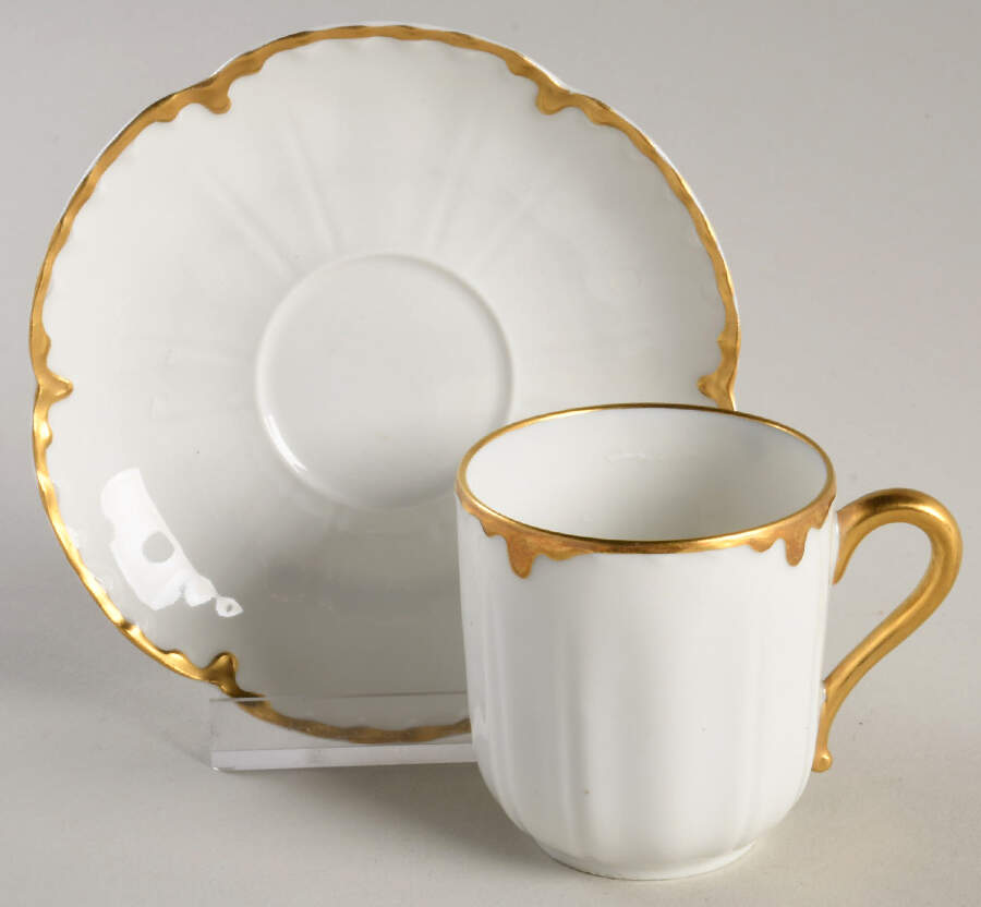 Ranson (Gold Trim) Flat Demitasse Cup & Saucer Set by Haviland-1