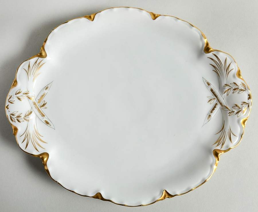 Ranson (Gold Trim) 10" Oval Serving Platter by Haviland-1