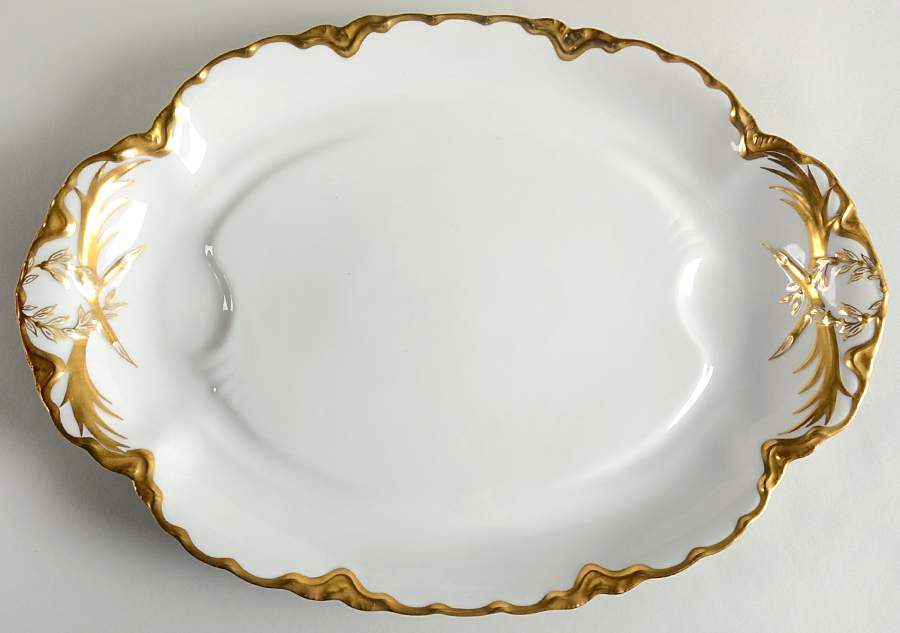 Ranson (Gold Trim) 17" Oval Platter with Well by Haviland-1
